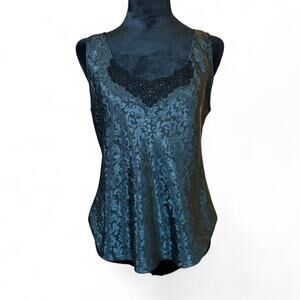 Vintage black jacquard tank top S whimsygoth